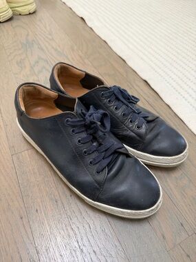 A.P.C. Black Leather Low-Top Sneakers with White Soles